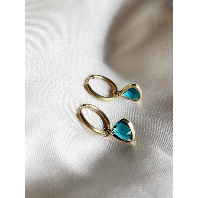 'Kiki' earrings blue & gold  stainless steel