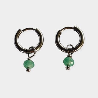 'RÊVER' EARRINGS GREEN & SILVER - STAINLESS STEEL