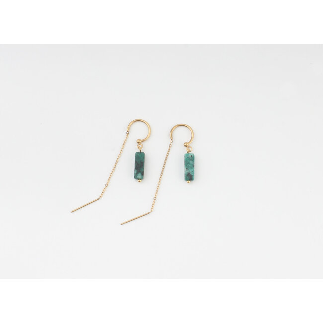 Boucles d'oreilles 'Yaya' Rocky stone-acier inoxydable