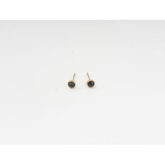 Boucles d'oreilles clous zircons noirs - acier inoxydable