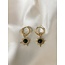 Black Sun Gold Earrings - Natural stone - stainless steel