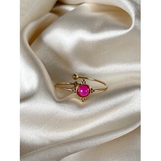 Minimalistic small pink  stone ring - stainless steel (verstelbaar)