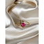 Minimalist small pink stone ring - stainless steel (adjustable)