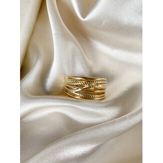 'Louve' ring gold - stainless steel (verstelbaar)