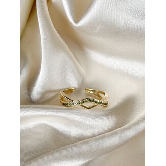 Green Wave ring Gold Plated (adjustable)