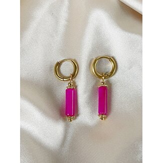 Super Pink Earrings Gold - Stainless steel