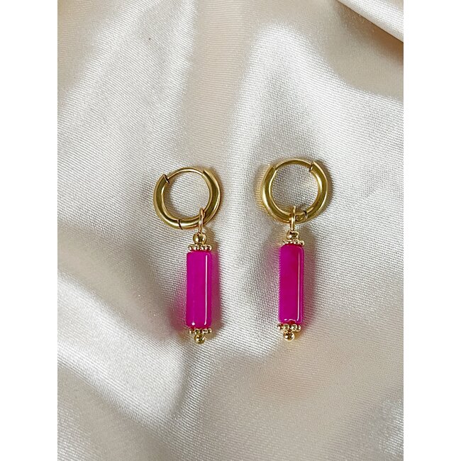 Super Pink Earrings Gold - Stainless steel