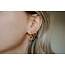 'Estelle' Boucles d'Oreilles Pierre Naturelle Noire Or - acier inoxydable