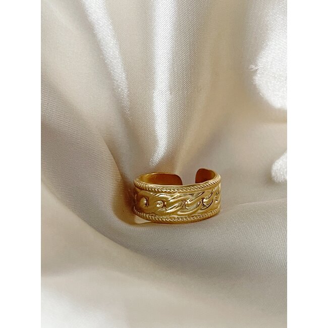 'Kaat' ring gold - stainles steel (verstelbaar)
