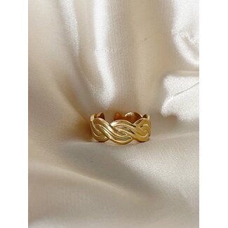 'Kato' ring gold - stainless steel (adjustable)