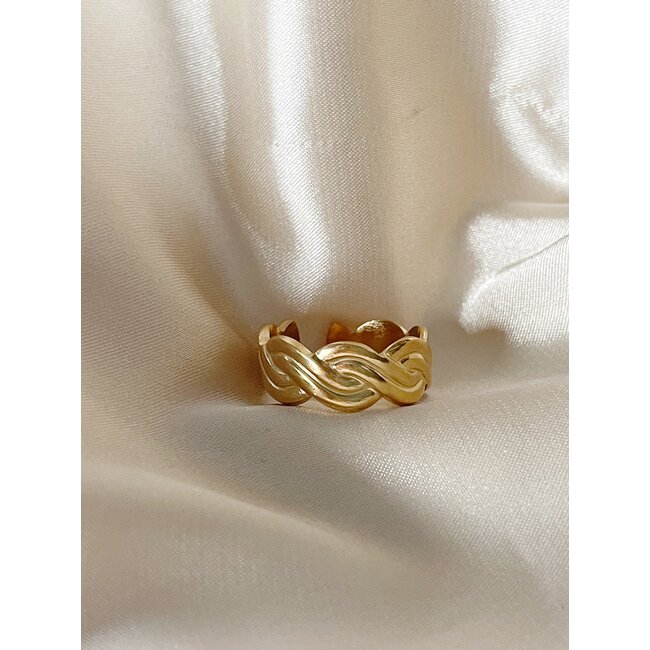 'Kato' ring gold - stainless steel (adjustable)