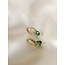 Tiny Heart Earrings Gold & Green - stainles steel
