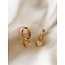 Tiny Heart Earrings Gold & White - stainless steel