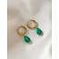 'Aline' Earrings Green Natural Stone Gold - stainless steel