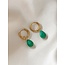 Boucles d'Oreilles 'Aline' Vert Pierre Naturelle Or - acier inoxydable