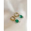 'Aline' Earrings Green Natural Stone Gold - stainless steel