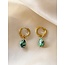 'Aline' Earrings Rocky Green Natural Stone Gold - stainless steel