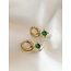 'Estelle' Green Natural Stone Earrings Gold - stainless steel