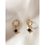 Estelle 'Pendientes negros de piedra natural Gold - Acero inoxidable