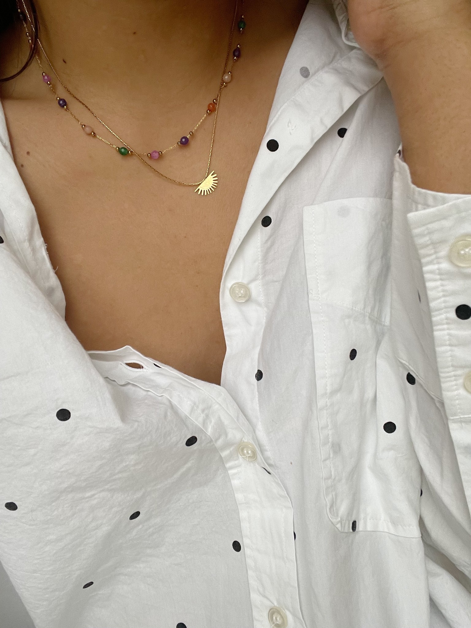 'Sophia' Necklace Natural Stones Green Stainless Steel Notbranded