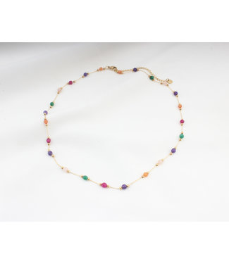 'Sophia' Necklace Natural Stones Multicolor 2.0  - Stainless Steel