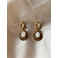 Boucles d'oreilles 'Solenge' pierre blanche or - acier inoxydable