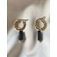 'Odilia' Earrings Gold & Stone Black - stainless steel