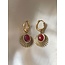 Boucles d'oreilles 'Solenge' pierre rouge or - acier inoxydable