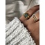 'Megane' Rocky Green Natural Stone ring - stainless steel (adjustable)