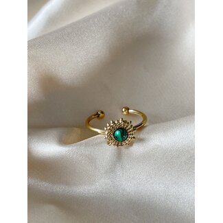 Alice 'Ring Green Natural Stone - Acero inoxidable (ajustable)