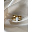 'Suzi' natural stone ring white - stainless steel (adjustable)