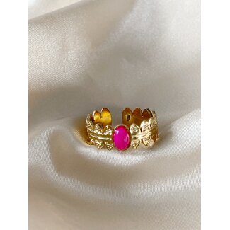 'Didi' Ring fuchsia & Gold - Adjustable