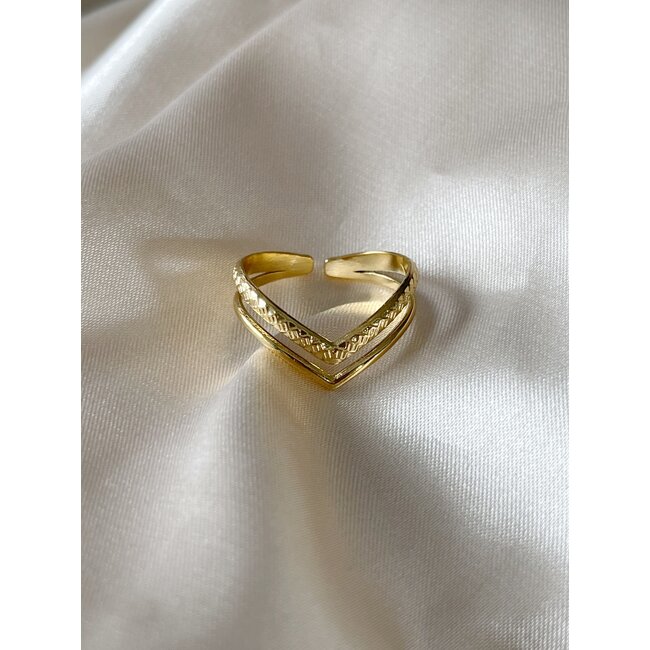 Double Wave Ring Gold - Stainless steel (verstelbaar)