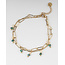 2- layer chain bracelet 'Green Stones' - stainless steel