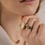 Bague petite Pierre naturelle Malachite - Acier inoxydable (ajustable)