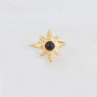 Bague 'Black Star' or - acier inoxydable (réglable)