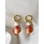 Coral & Pearl Natural stone earrings - stainless steel