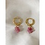 Boucles d'oreilles mini fleur rose - acier inoxydable