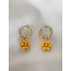 Tiny flower earrings orange - stainless steel