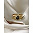 'Menthe' ring gold black agate - stainless steel (adjustable)