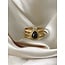 'Menthe' ring gold black agate - stainless steel (verstelbaar)