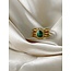 'Menthe' ring gold green natural stone - stainless steel (verstelbaar)