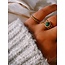 'Menthe' ring gold green natural stone - stainless steel (adjustable)