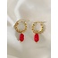 'Louane' Red Natural Stone Twist Hoops Gold - Stainless Steel