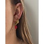 Louane 'Red Natural Stone Twist Hoops Gold - acciaio inossidabile