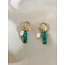 Boucles d'oreilles Rocky Stone & perles or - acier inoxydable