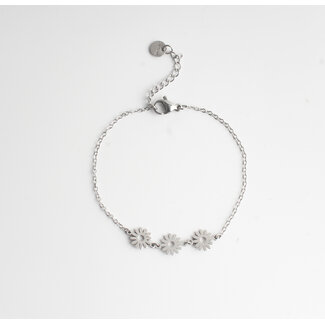 Bracelet fleurs argent-acier inoxydable