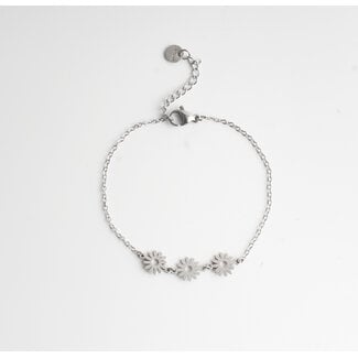 Daisy flowers bracelet silver- stainless steel