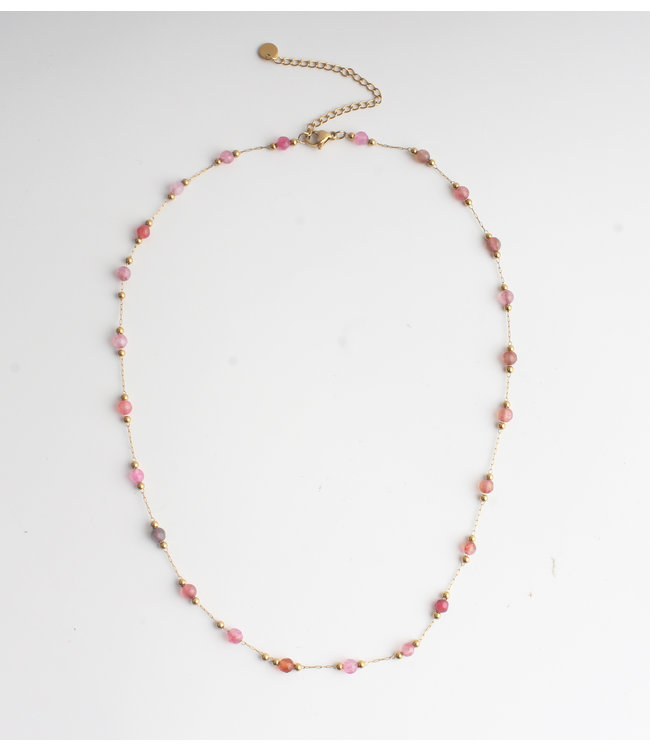 Sophia 'Collana pietre naturali in acciaio inossidabile rosa-inossidabile