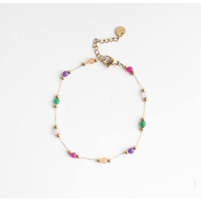 'Sophia' bracelet natural stones multicolor 2.0  - stainelss steel